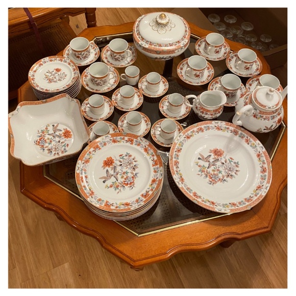 ✨ Rare Vista Alegre Mottahedeh “Magnolia & Birds” 53-Piece Porcelain China Set ✨ - Picture 1 of 15